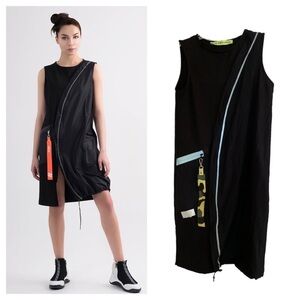 #VDR VIADELLEROSE / nero Midi Dress Oversized Balloon Lagenlook Black Small s